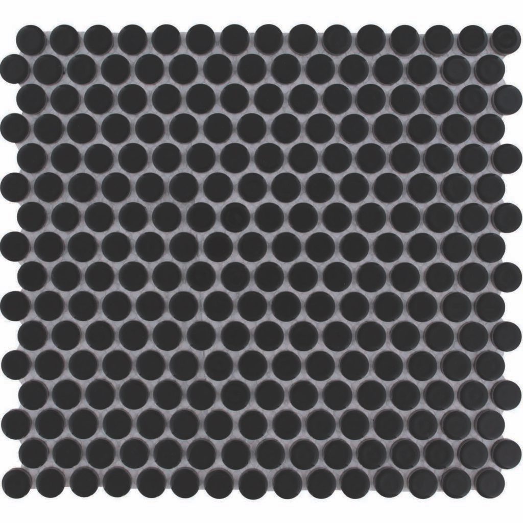 The Mosaic Factory Venice Pennyround Mozaiek Tegel Rond - Zwart Porselein Geglazuurd 315x294 mm