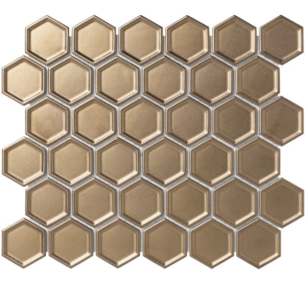 The Mosaic Factory Barcelona Mozaiek Tegel Hexagon- Brons Porselein Geglazuurd 281x325 mm