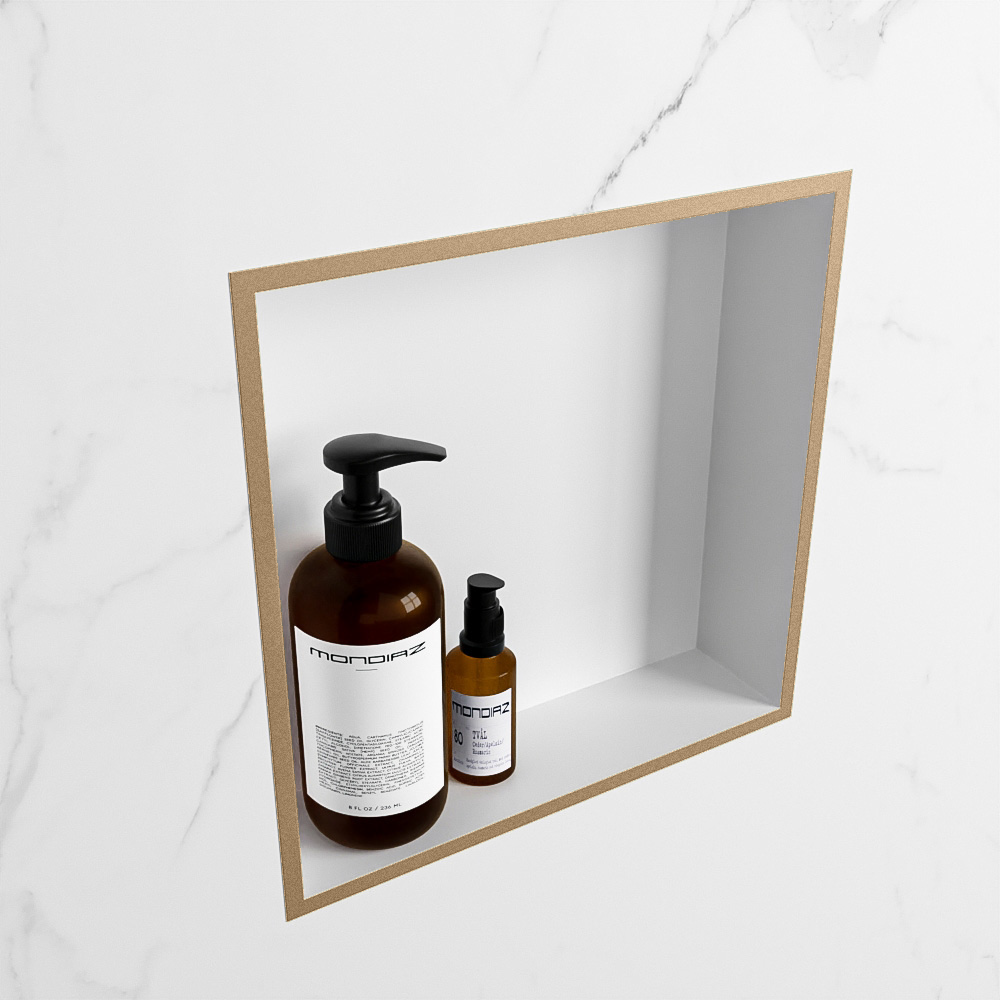 MONDIAZ EASY Nis 29,5x29,5cm in solid surface kleur Oro | Talc. 1 vak  geschikt voor in- of opbouw