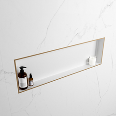 MONDIAZ EASY Nis 89,5x29,5cm in solid surface kleur Oro | Talc. 1 vak  geschikt voor in- of opbouw