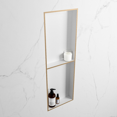MONDIAZ EASY Nis 149,5x29,5cm in solid surface kleur Oro | Talc. 2 vakken geschikt voor in- of opbouw
