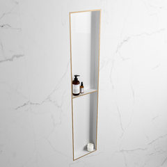MONDIAZ EASY Nis 89,5x29,5cm in solid surface kleur Oro | Talc. 2 vakken geschikt voor in- of opbouw
