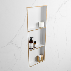 MONDIAZ EASY Nis 89,5x29,5cm in solid surface kleur Oro | Talc. 3 vakken  geschikt voor in- of opbouw