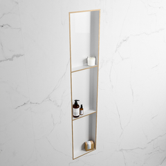MONDIAZ EASY Nis 149,5x29,5cm in solid surface kleur Oro | Talc. 3 vakken  geschikt voor in- of opbouw