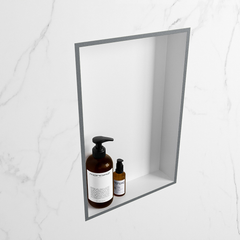 MONDIAZ EASY Nis 44,5x29,5cm in solid surface kleur Plata | Talc. 1 vak  geschikt voor in- of opbouw