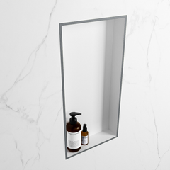 MONDIAZ EASY Nis 59,5x29,5cm in solid surface kleur Plata | Talc. 1 vak  geschikt voor in- of opbouw