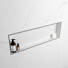 MONDIAZ EASY Nis 89,5x29,5cm in solid surface kleur Plata | Talc. 1 vak  geschikt voor in- of opbouw