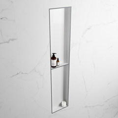 MONDIAZ EASY Nis 89,5x29,5cm in solid surface kleur Plata | Talc. 2 vakken geschikt voor in- of opbouw