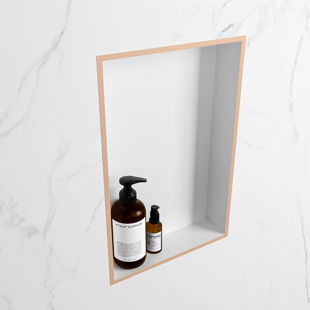 MONDIAZ EASY Nis 44,5x29,5cm in solid surface kleur Rosee | Talc. 1 vak  geschikt voor in- of opbouw