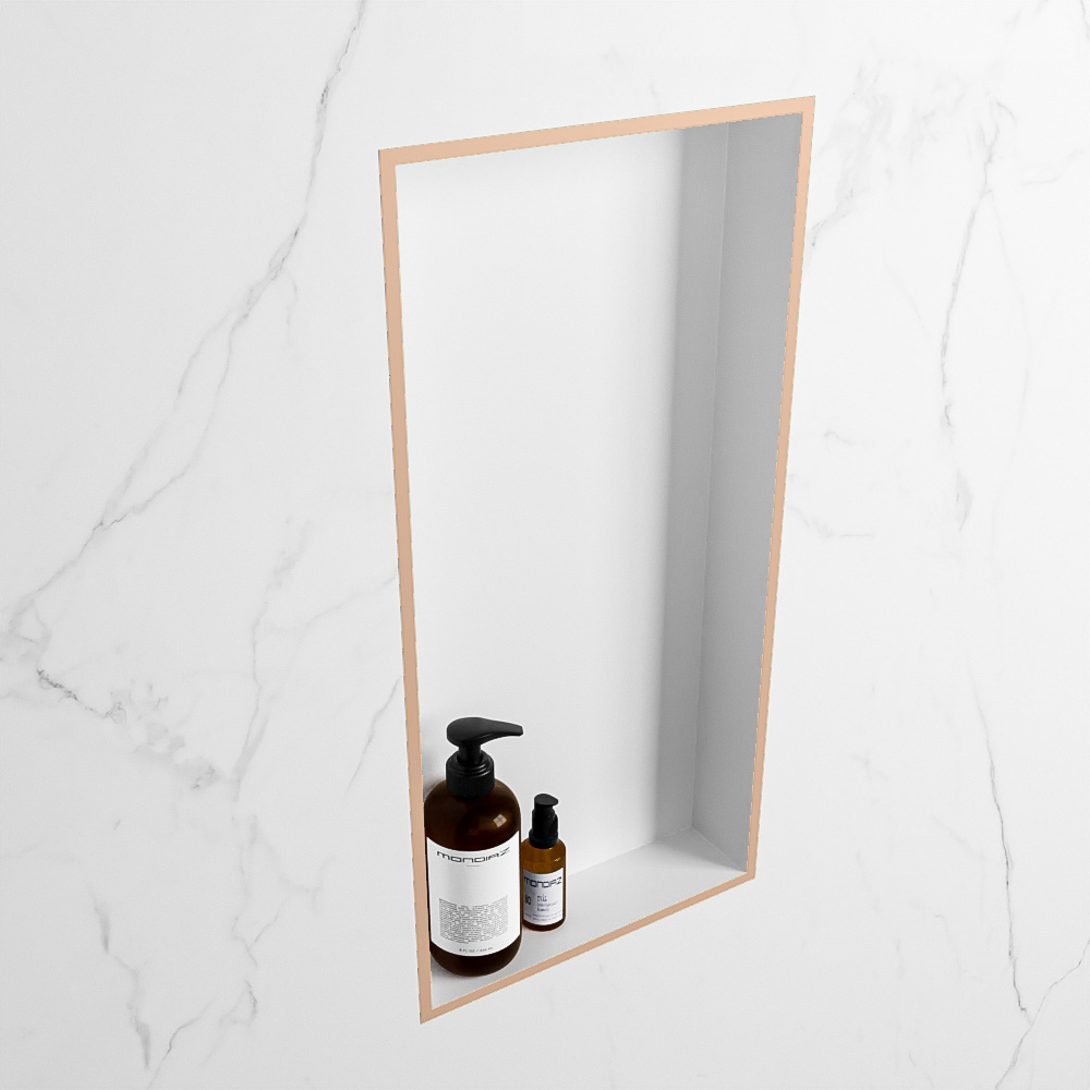 MONDIAZ EASY Nis 59,5x29,5cm in solid surface kleur Rosee | Talc. 1 vak  geschikt voor in- of opbouw