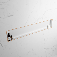 MONDIAZ EASY Nis 149,5x29,5cm in solid surface kleur Rosee | Talc. 1 vak  geschikt voor in- of opbouw