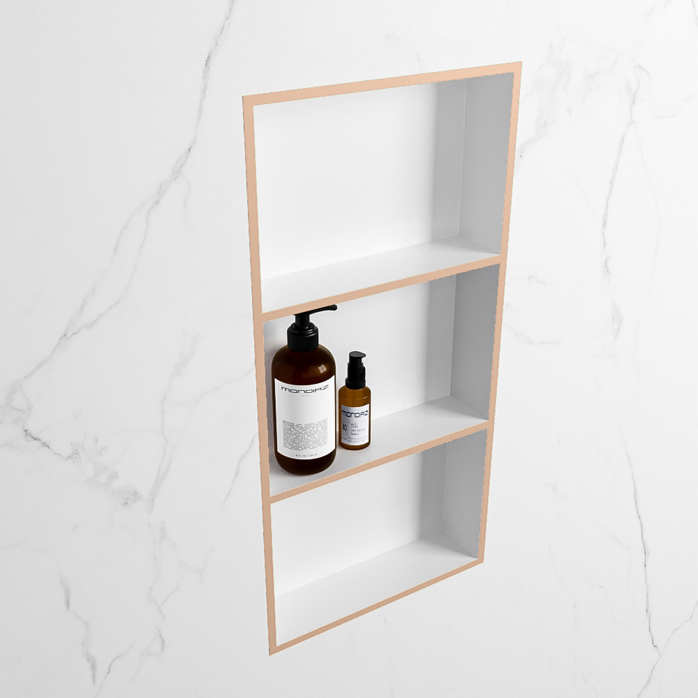 MONDIAZ EASY Nis 59,5x29,5cm in solid surface kleur Rosee | Talc. 3 vakken  geschikt voor in- of opbouw