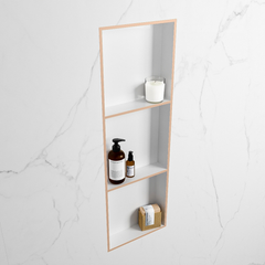 MONDIAZ EASY Nis 89,5x29,5cm in solid surface kleur Rosee | Talc. 3 vakken  geschikt voor in- of opbouw