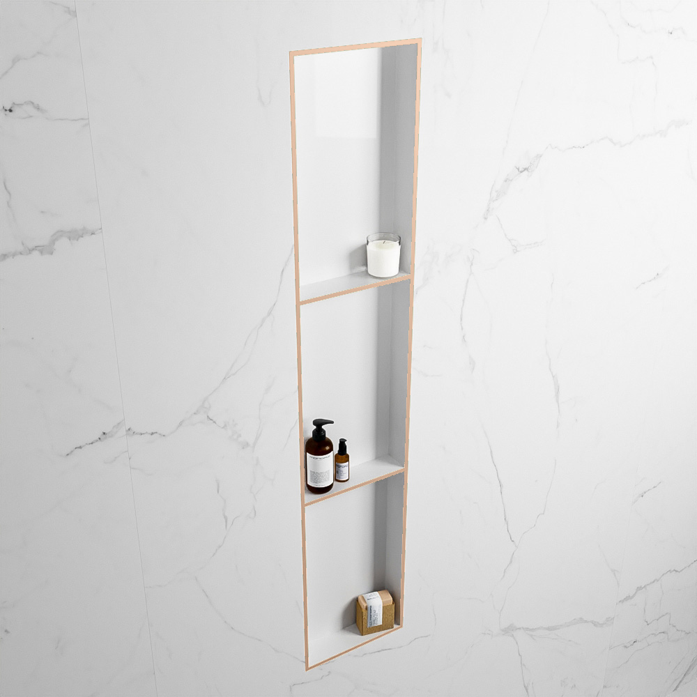 MONDIAZ EASY Nis 149,5x29,5cm in solid surface kleur Rosee | Talc. 3 vakken  geschikt voor in- of opbouw