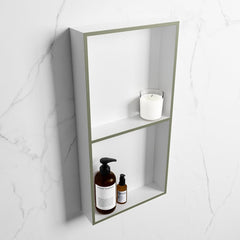 MONDIAZ EASY Nis 59,5x29,5cm in solid surface kleur Army | Talc. 2 vakken geschikt voor in- of opbouw