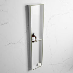 MONDIAZ EASY Nis 89,5x29,5cm in solid surface kleur Army | Talc. 2 vakken geschikt voor in- of opbouw