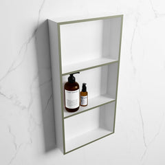 MONDIAZ EASY Nis 59,5x29,5cm in solid surface kleur Army | Talc. 3 vakken  geschikt voor in- of opbouw