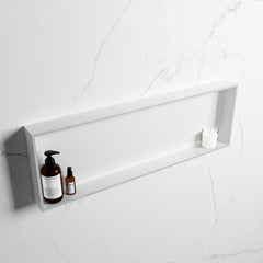 MONDIAZ EASY Nis 89,5x29,5cm in solid surface kleur Clay | Talc. 1 vak  geschikt voor in- of opbouw