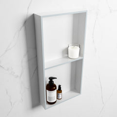 MONDIAZ EASY Nis 59,5x29,5cm in solid surface kleur Clay | Talc. 2 vakken geschikt voor in- of opbouw
