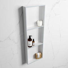 MONDIAZ EASY Nis 89,5x29,5cm in solid surface kleur Clay | Talc. 3 vakken  geschikt voor in- of opbouw