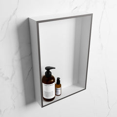 MONDIAZ EASY Nis 44,5x29,5cm in solid surface kleur DarkGrey | Talc. 1 vak  geschikt voor in- of opbouw