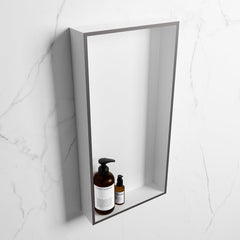 MONDIAZ EASY Nis 59,5x29,5cm in solid surface kleur DarkGrey | Talc. 1 vak  geschikt voor in- of opbouw