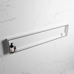 MONDIAZ EASY Nis 149,5x29,5cm in solid surface kleur DarkGrey | Talc. 1 vak  geschikt voor in- of opbouw