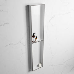 MONDIAZ EASY Nis 89,5x29,5cm in solid surface kleur DarkGrey | Talc. 2 vakken geschikt voor in- of opbouw