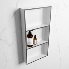MONDIAZ EASY Nis 59,5x29,5cm in solid surface kleur DarkGrey | Talc. 3 vakken  geschikt voor in- of opbouw