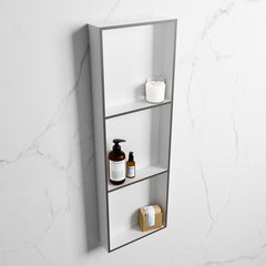 MONDIAZ EASY Nis 89,5x29,5cm in solid surface kleur DarkGrey | Talc. 3 vakken  geschikt voor in- of opbouw