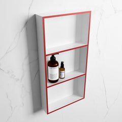 MONDIAZ EASY Nis 59,5x29,5cm in solid surface kleur Fire | Talc. 3 vakken  geschikt voor in- of opbouw