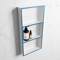 MONDIAZ EASY Nis 59,5x29,5cm in solid surface kleur Jeans | Talc. 3 vakken  geschikt voor in- of opbouw