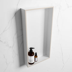 MONDIAZ EASY Nis 59,5x29,5cm in solid surface kleur Linen | Talc. 1 vak  geschikt voor in- of opbouw