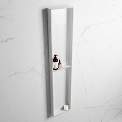MONDIAZ EASY Nis 89,5x29,5cm in solid surface kleur Linen | Talc. 2 vakken geschikt voor in- of opbouw