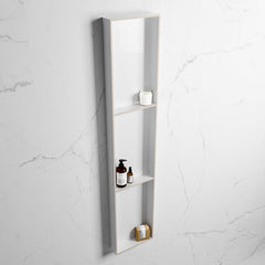 MONDIAZ EASY Nis 149,5x29,5cm in solid surface kleur Linen | Talc. 3 vakken  geschikt voor in- of opbouw