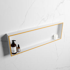 MONDIAZ EASY Nis 89,5x29,5cm in solid surface kleur Ocher | Talc. 1 vak  geschikt voor in- of opbouw