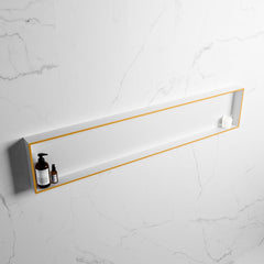 MONDIAZ EASY Nis 149,5x29,5cm in solid surface kleur Ocher | Talc. 1 vak  geschikt voor in- of opbouw