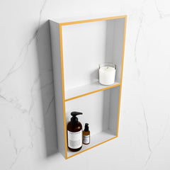 MONDIAZ EASY Nis 59,5x29,5cm in solid surface kleur Ocher | Talc. 2 vakken geschikt voor in- of opbouw