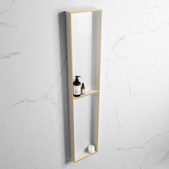 MONDIAZ EASY Nis 89,5x29,5cm in solid surface kleur Ocher | Talc. 2 vakken geschikt voor in- of opbouw