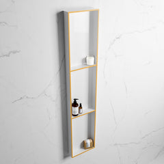 MONDIAZ EASY Nis 149,5x29,5cm in solid surface kleur Ocher | Talc. 3 vakken  geschikt voor in- of opbouw