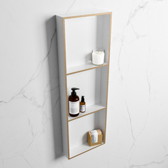MONDIAZ EASY Nis 89,5x29,5cm in solid surface kleur Oro | Talc. 3 vakken  geschikt voor in- of opbouw
