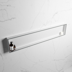 MONDIAZ EASY Nis 149,5x29,5cm in solid surface kleur Plata | Talc. 1 vak  geschikt voor in- of opbouw