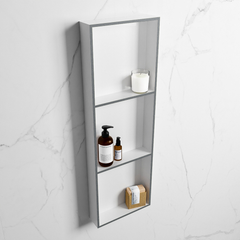 MONDIAZ EASY Nis 89,5x29,5cm in solid surface kleur Plata | Talc. 3 vakken  geschikt voor in- of opbouw