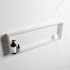 MONDIAZ EASY Nis 89,5x29,5cm in solid surface kleur Rosee | Talc. 1 vak  geschikt voor in- of opbouw