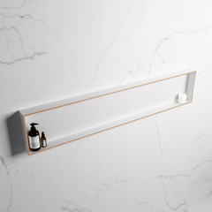 MONDIAZ EASY Nis 149,5x29,5cm in solid surface kleur Rosee | Talc. 1 vak  geschikt voor in- of opbouw