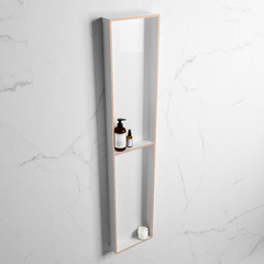 MONDIAZ EASY Nis 89,5x29,5cm in solid surface kleur Rosee | Talc. 2 vakken geschikt voor in- of opbouw