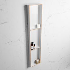 MONDIAZ EASY Nis 149,5x29,5cm in solid surface kleur Rosee | Talc. 3 vakken  geschikt voor in- of opbouw