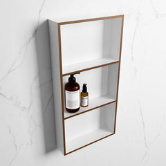 MONDIAZ EASY Nis 59,5x29,5cm in solid surface kleur Rust | Talc. 3 vakken  geschikt voor in- of opbouw