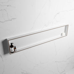 MONDIAZ EASY Nis 149,5x29,5cm in solid surface kleur Smoke | Talc. 1 vak  geschikt voor in- of opbouw
