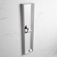 MONDIAZ EASY Nis 89,5x29,5cm in solid surface kleur Smoke | Talc. 2 vakken geschikt voor in- of opbouw
